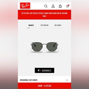 Ray-Ban Hexagonal flat lenses